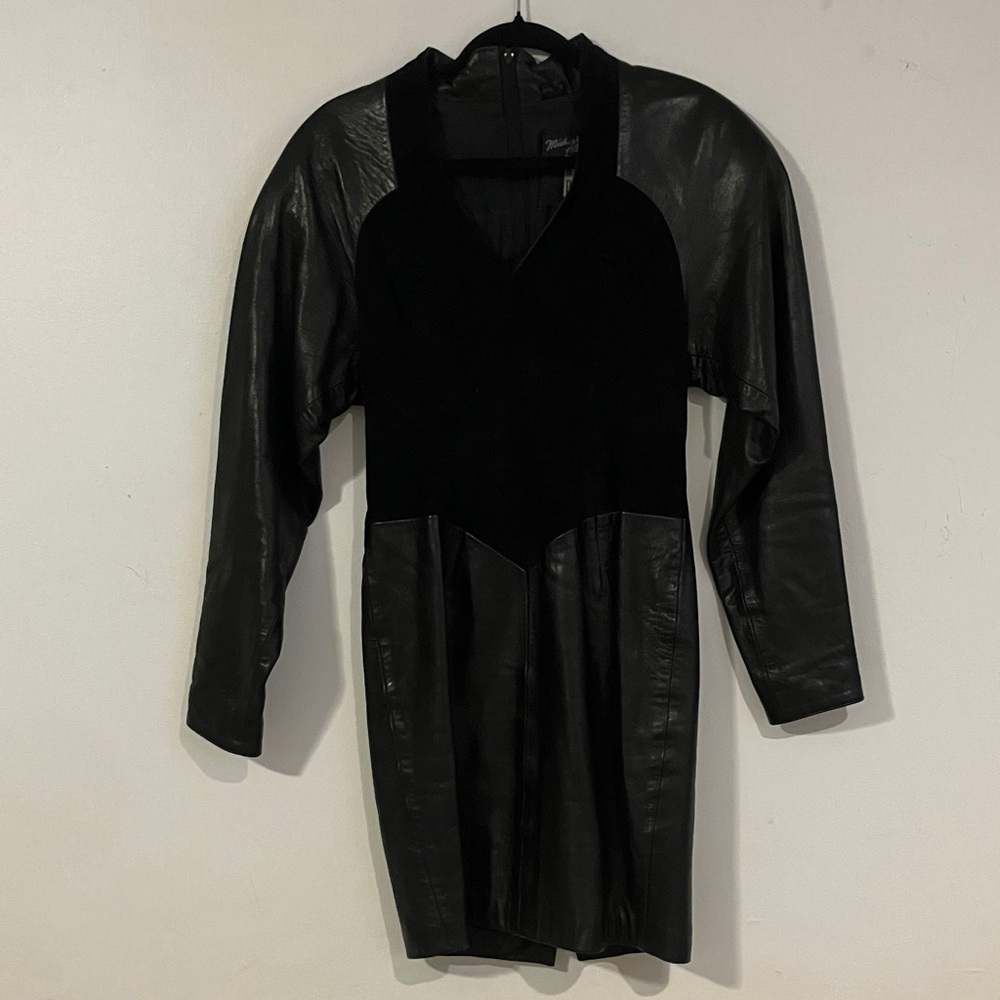 Michael Hoban Black Leather Dress